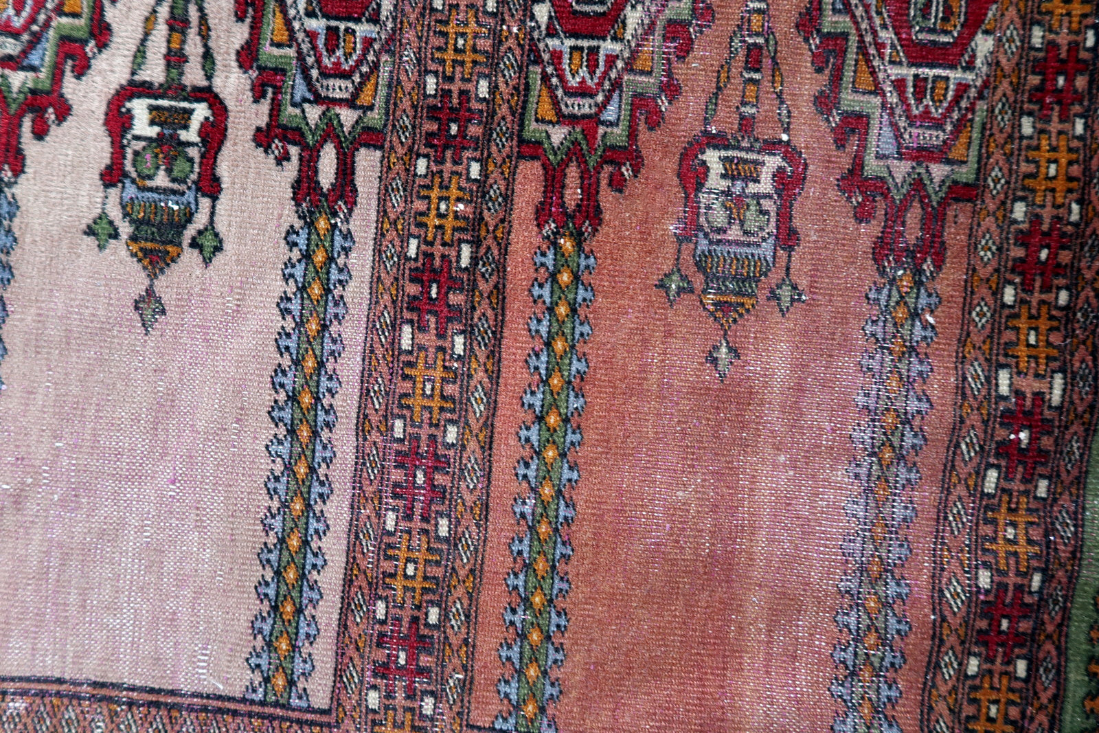 Handmade vintage Uzbek Bukhara prayer rug 1950s
