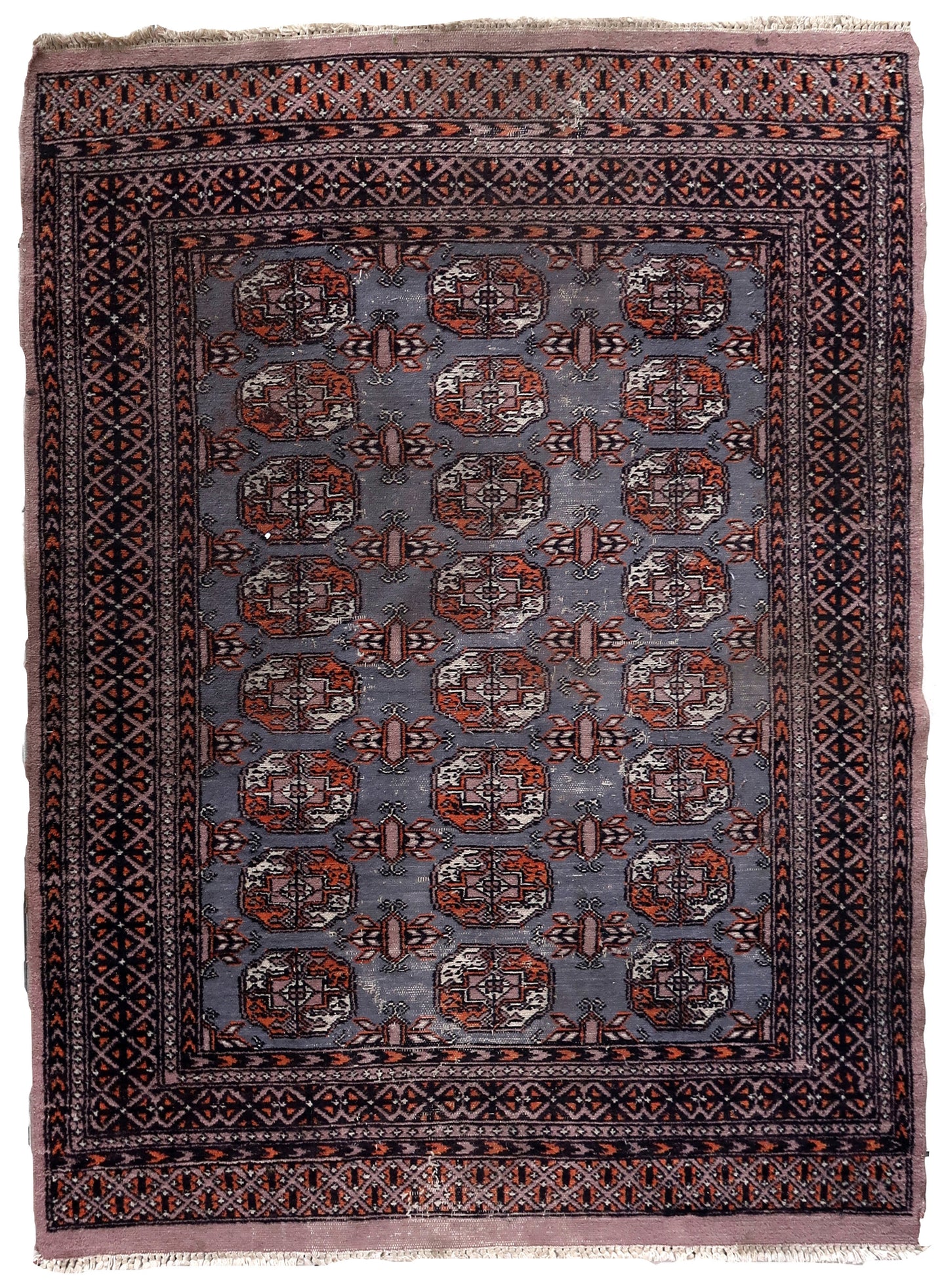 Handmade vintage Uzbek Bukhara rug 1960s