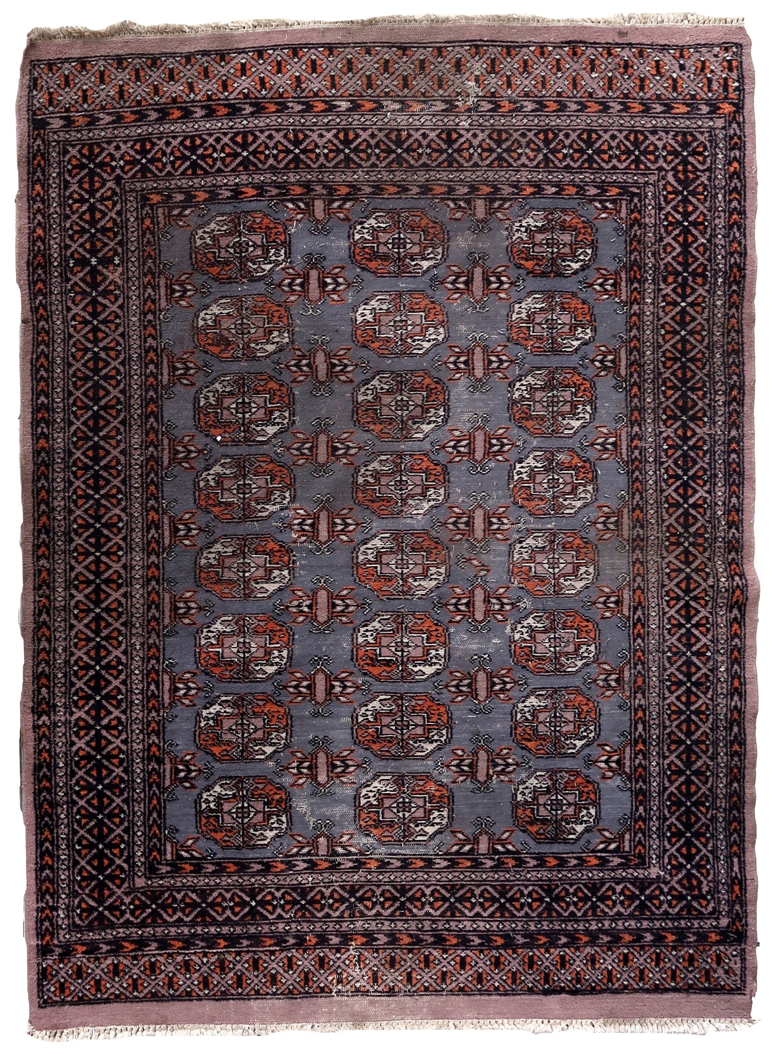 Handmade vintage Uzbek Bukhara rug 1960s