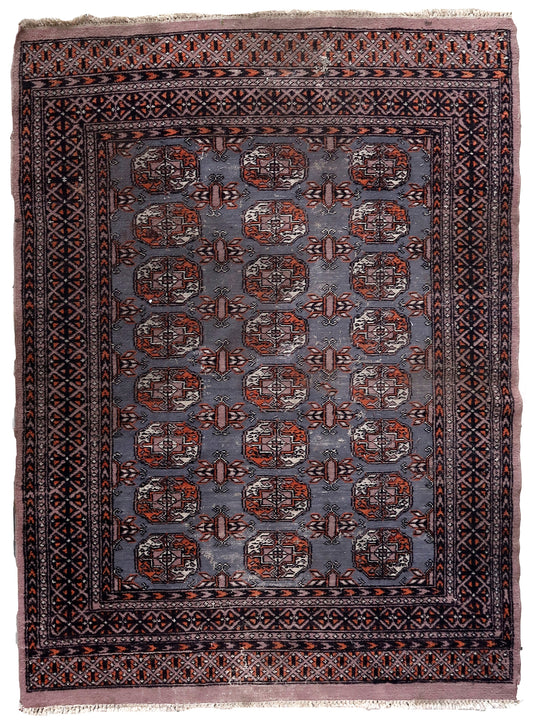Handmade vintage Uzbek Bukhara rug 1960s