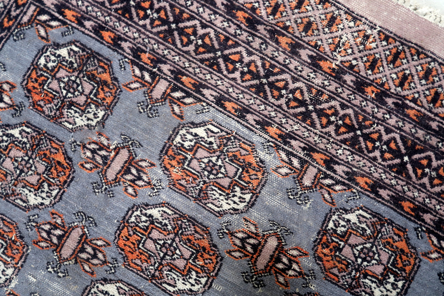 Handmade vintage Uzbek Bukhara rug 1960s