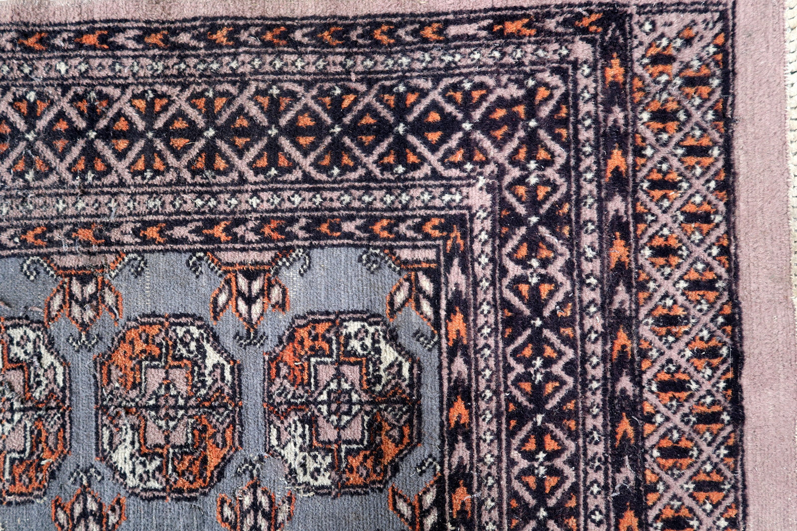 Handmade vintage Uzbek Bukhara rug 1960s