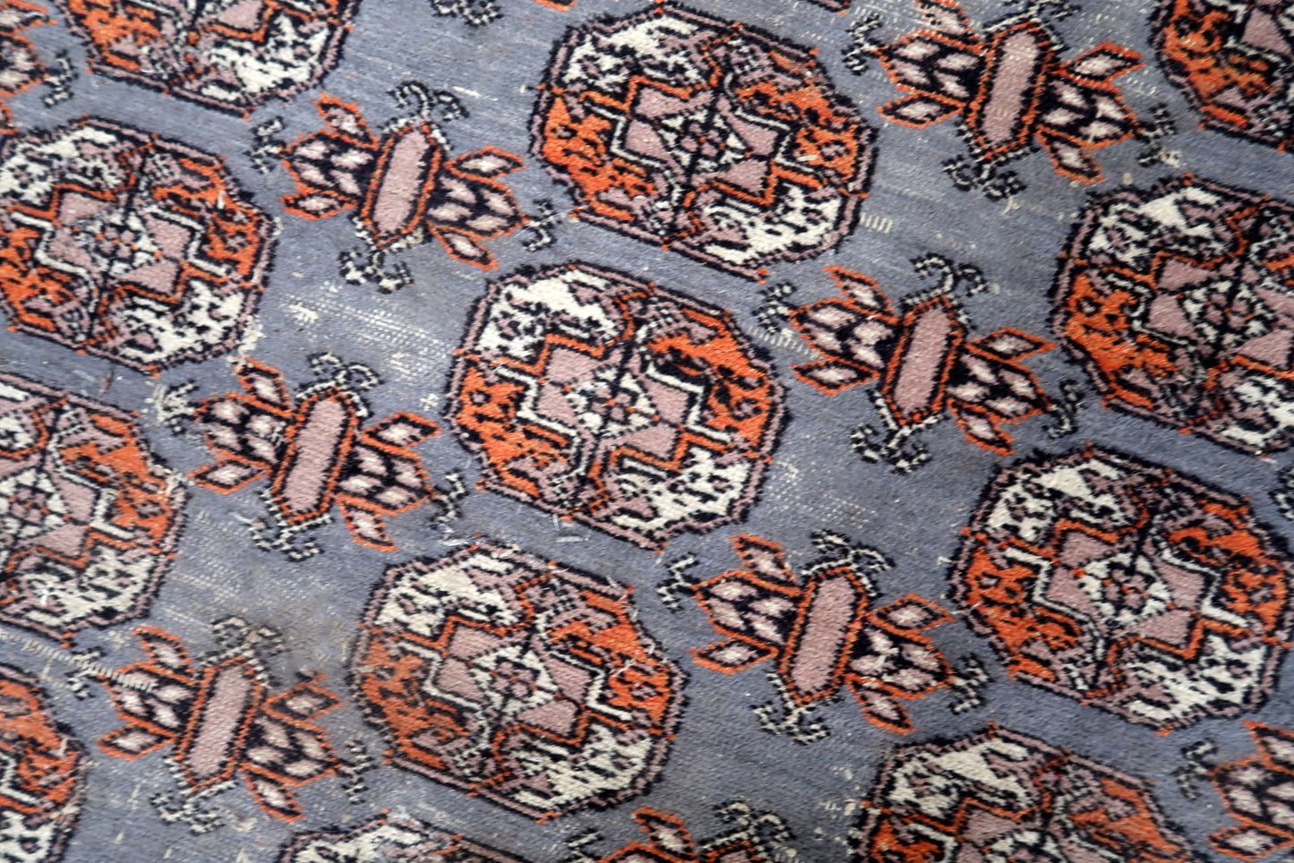 Handmade vintage Uzbek Bukhara rug 1960s
