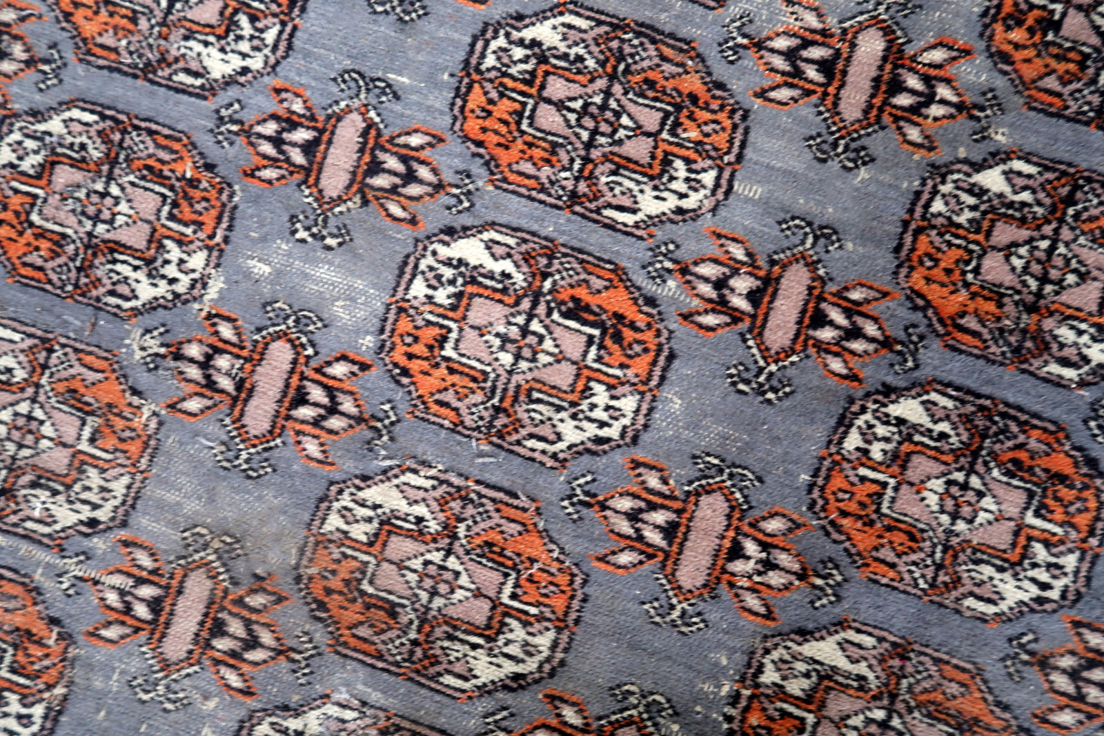 Handmade vintage Uzbek Bukhara rug 1960s