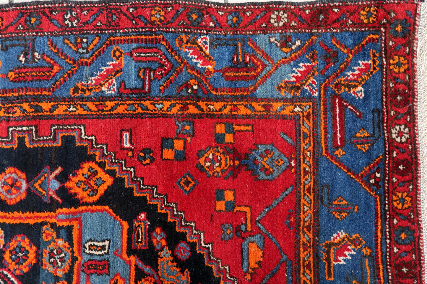 Handmade vintage Persian Hamadan rug 1950s
