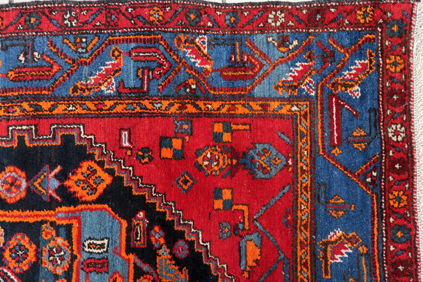 Handmade vintage Persian Hamadan rug 1950s