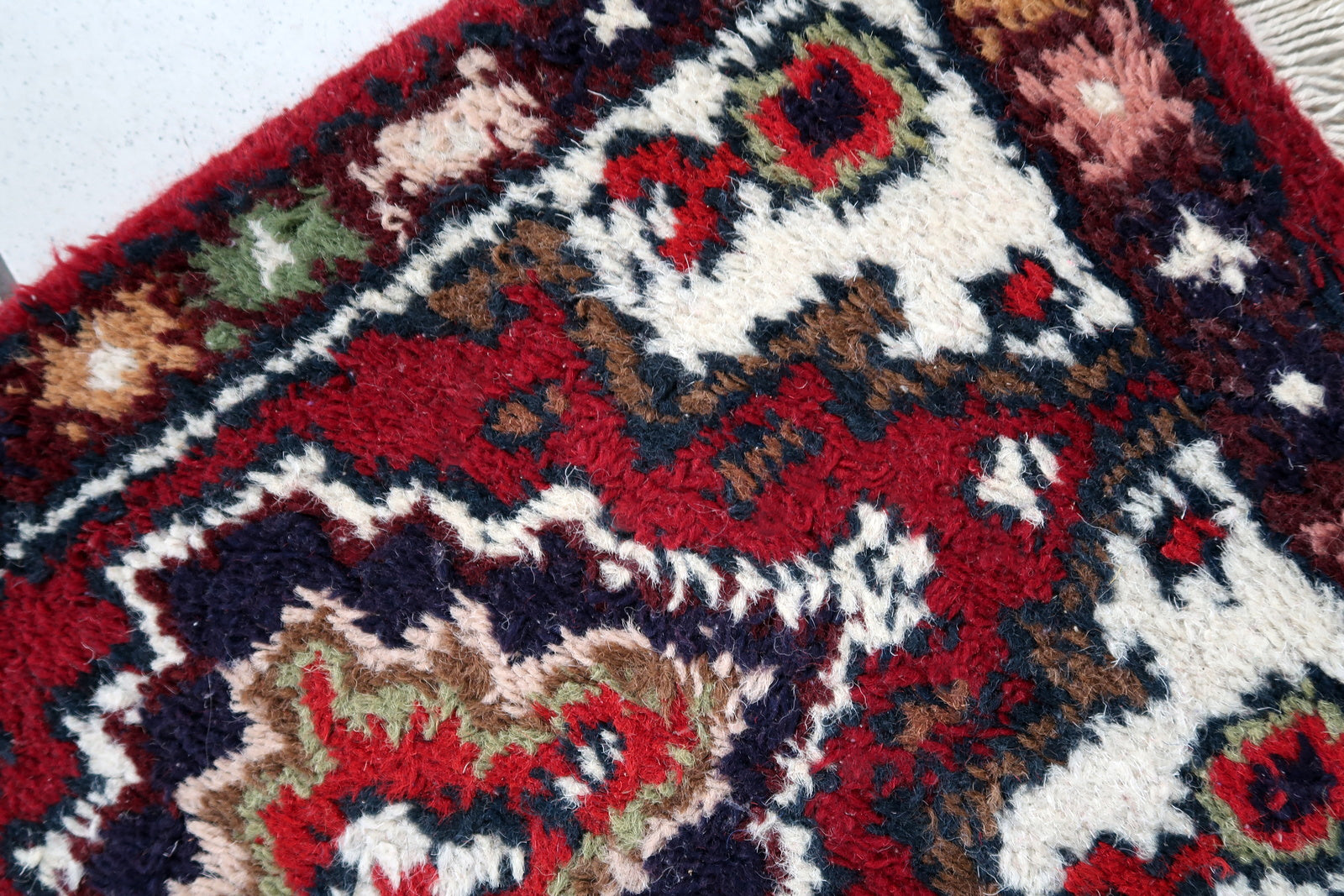 Handmade vintage Persian Hamadan mat, 1970s