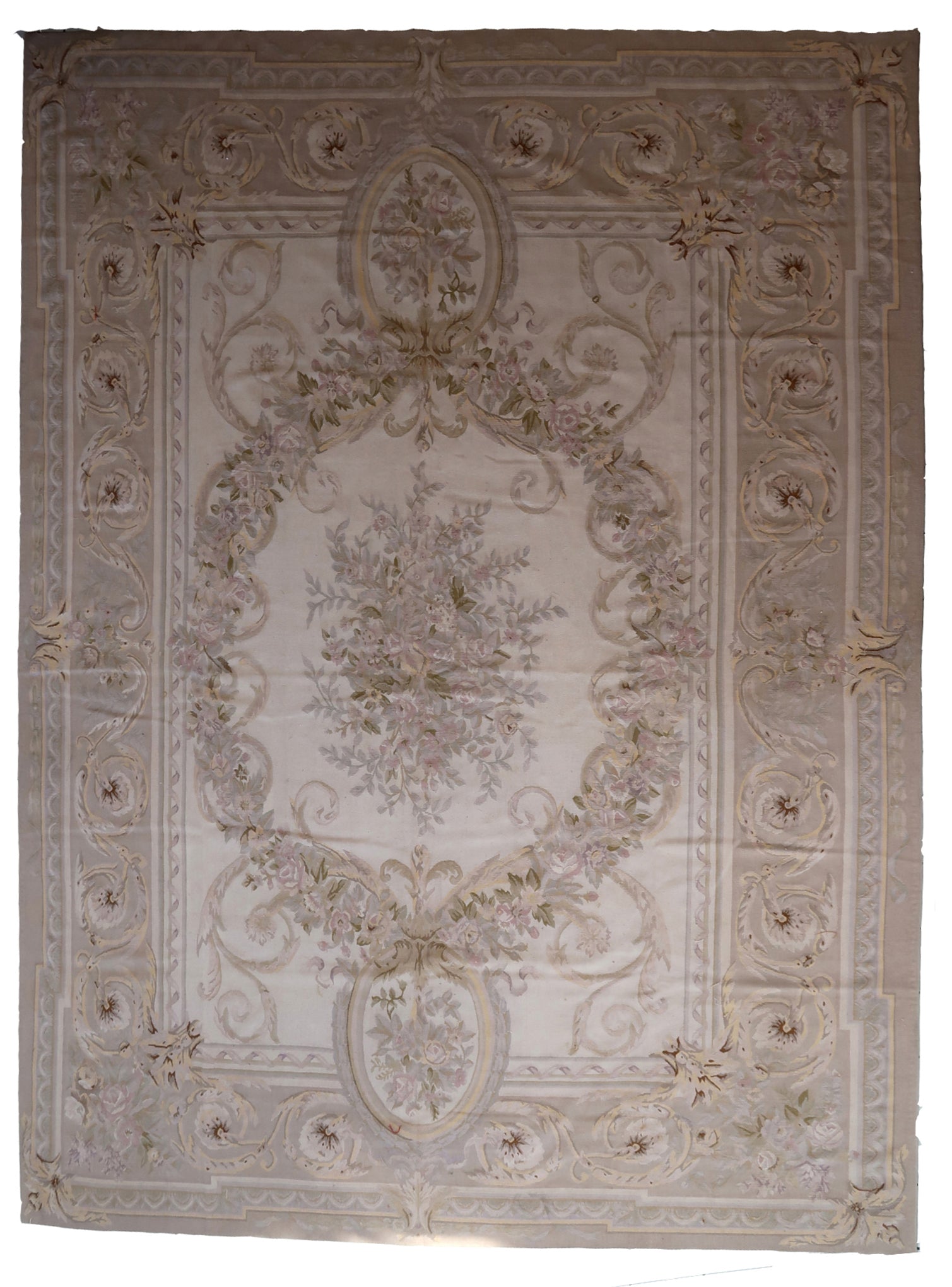 Handmade vintage French Aubusson rug 1970s