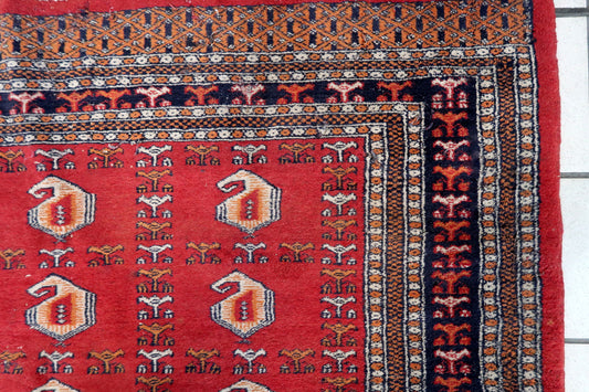 Handmade vintage Uzbek Bukhara rug 1960s