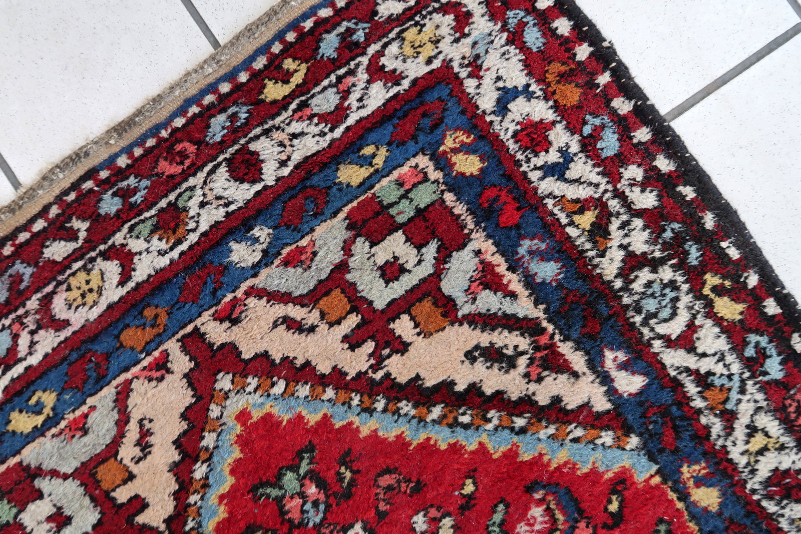 Handmade vintage Persian Malayer rug 1970s