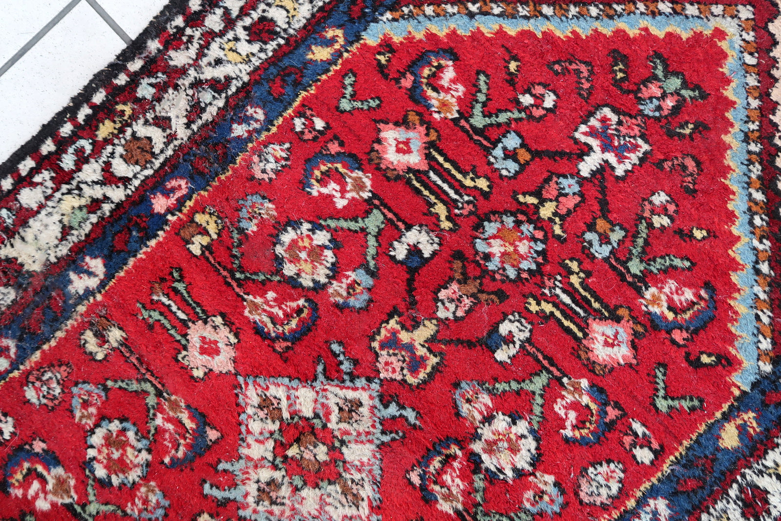 Handmade vintage Persian Malayer rug 1970s
