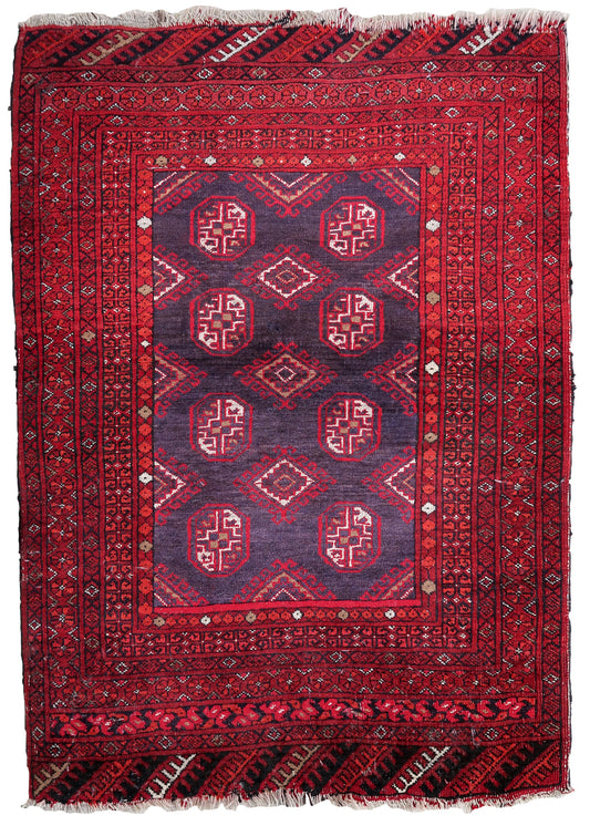 Handmade vintage Afghan Ersari rug 1950s