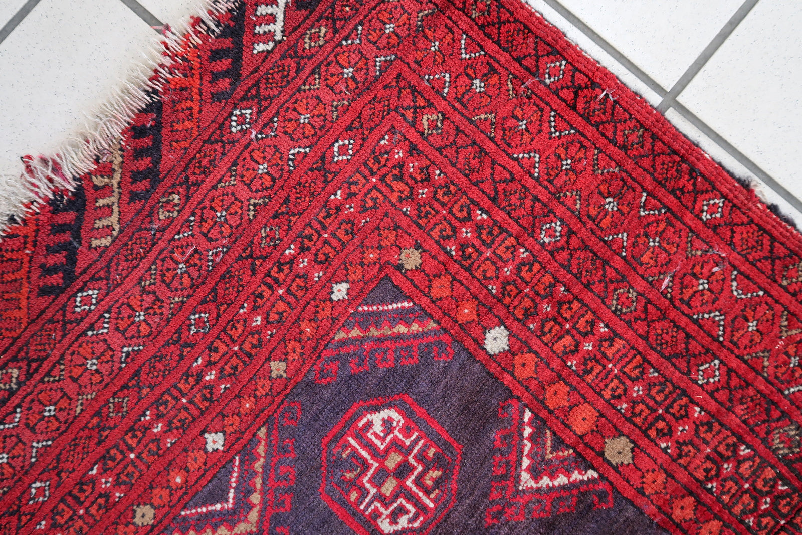 Handmade vintage Afghan Ersari rug 1950s