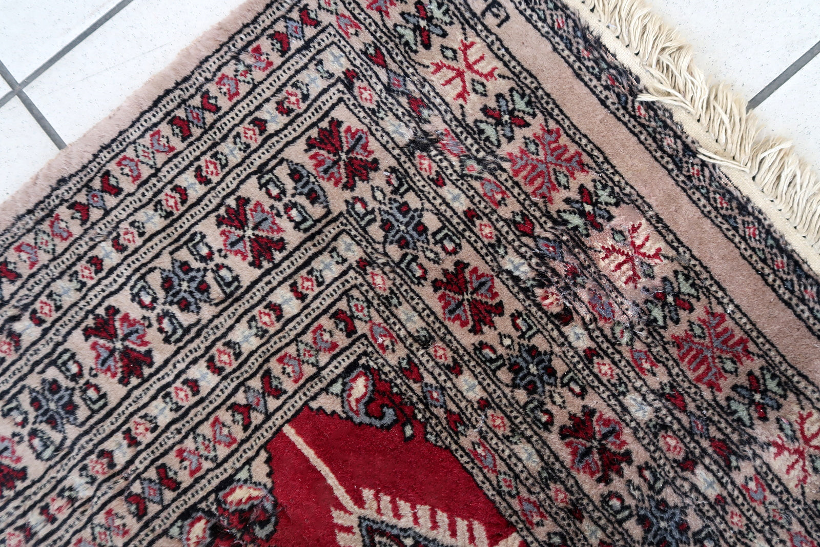 Handmade vintage Uzbek Bukhara rug 1960s