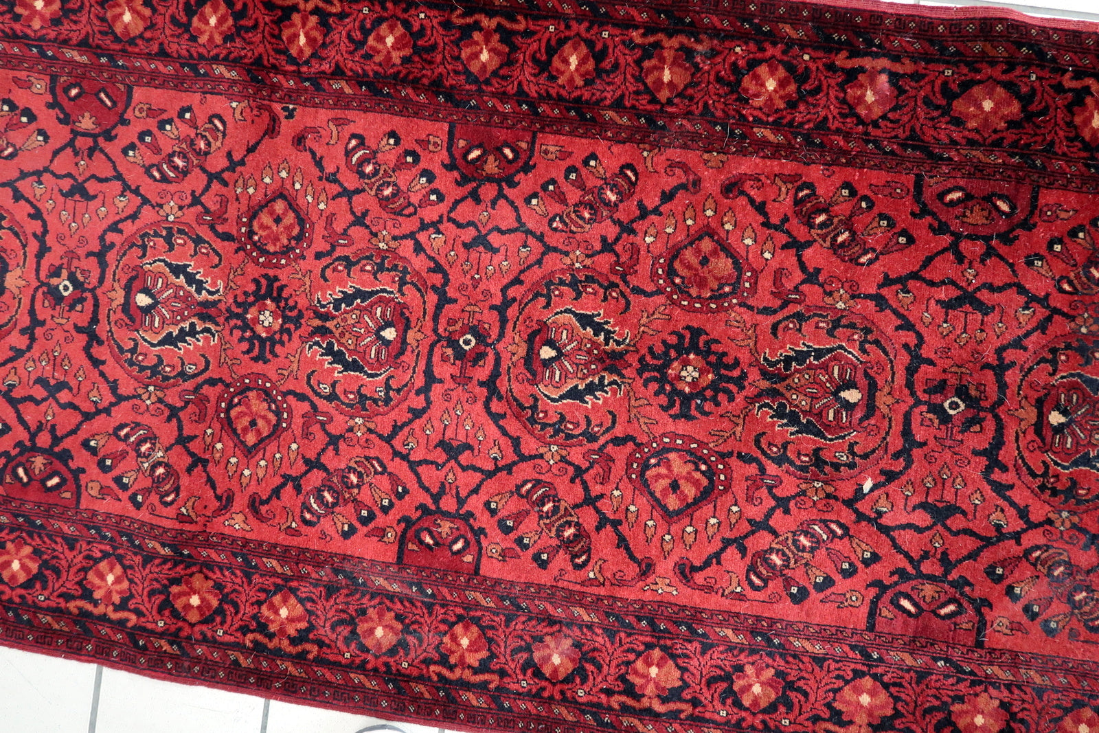 Handmade vintage Afghan Ersari runner 1970s