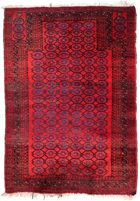 Handmade vintage Afghan Baluch prayer rug 1950s