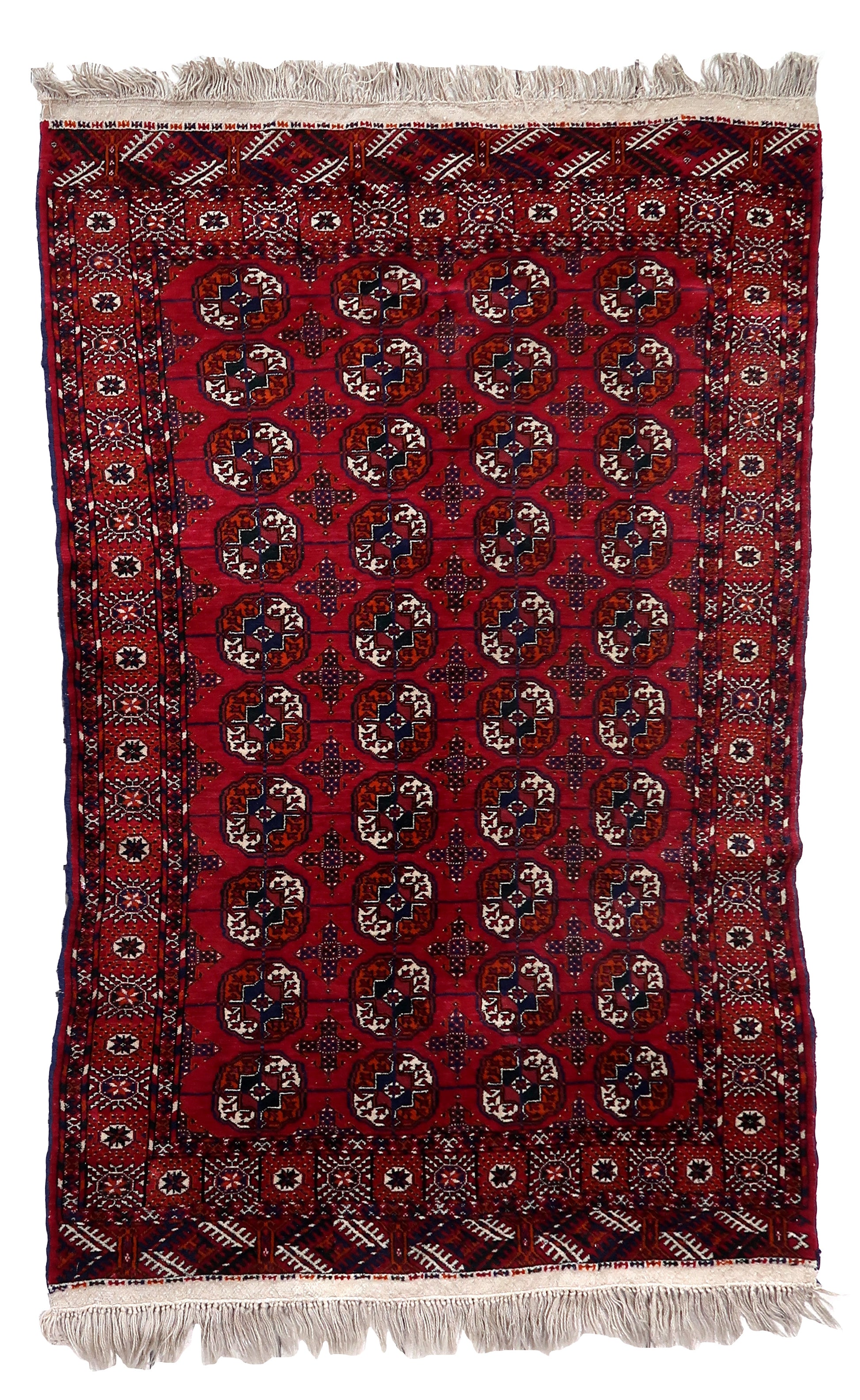 Handmade vintage Turkmen Tekke rug 1960s