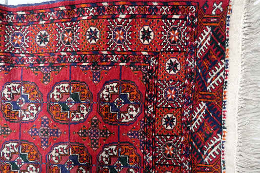 Handmade vintage Turkmen Tekke rug 1960s