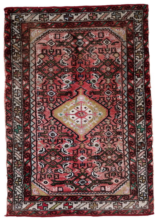 Handmade vintage Persian Hamadan rug 1970s