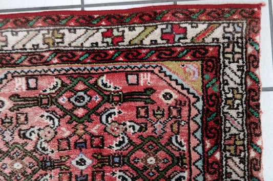 Handmade vintage Persian Hamadan rug 1970s