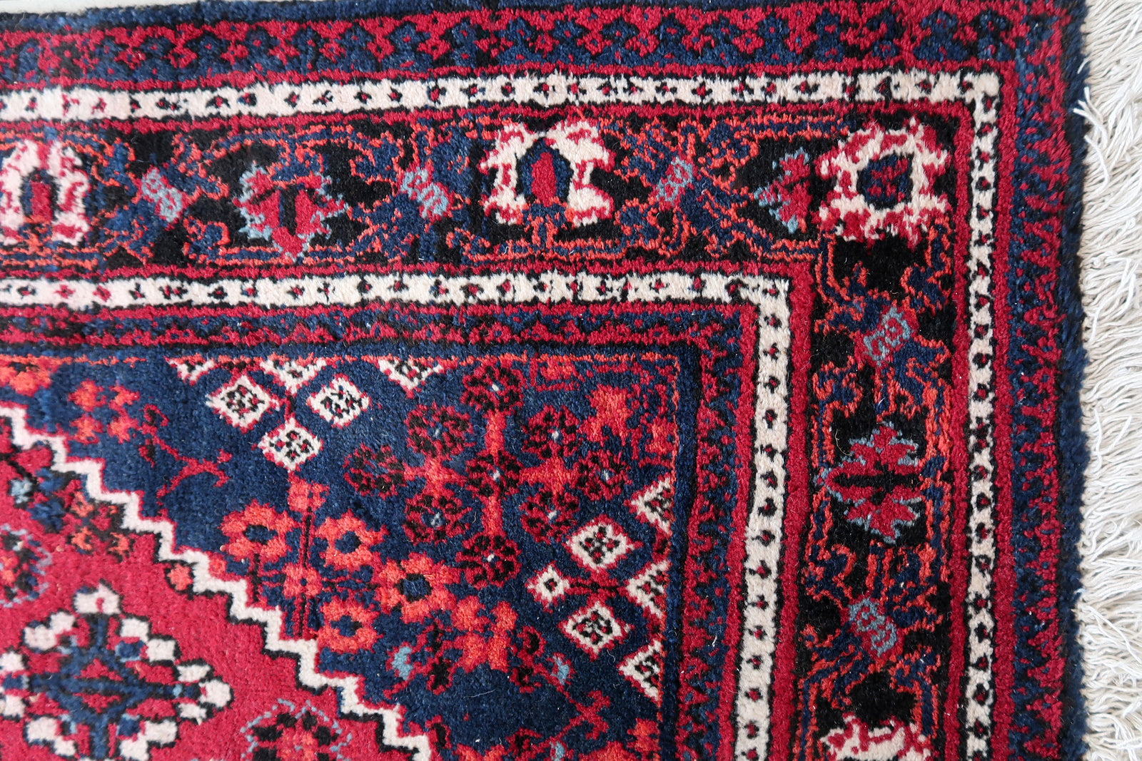 Handmade vintage Persian Hamadan rug 1970s