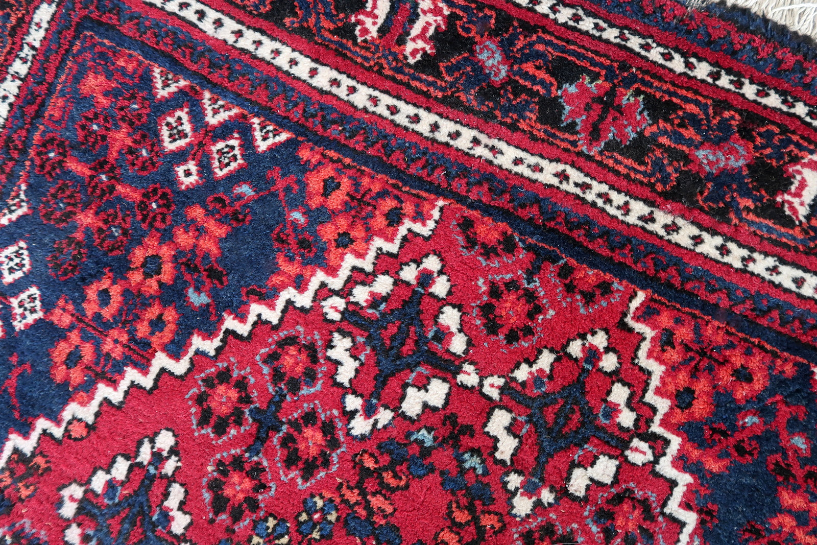 Handmade vintage Persian Hamadan rug 1970s