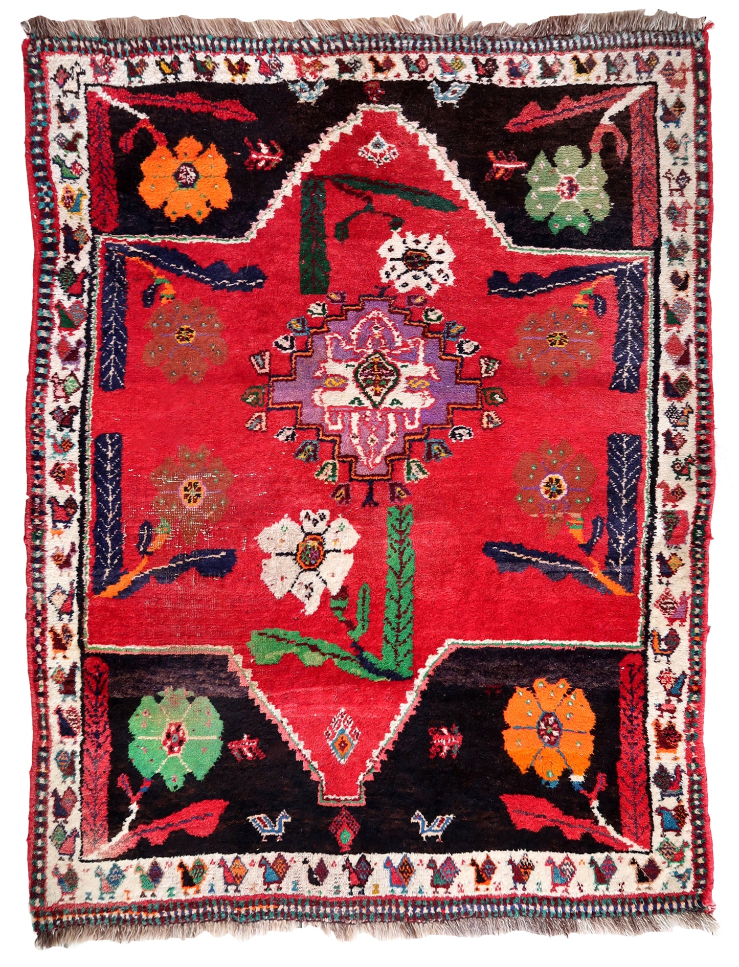 Handmade vintage Persian Gashkai rug 1960s