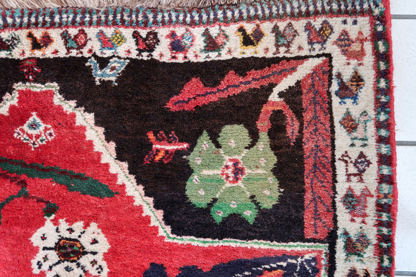 Handmade vintage Persian Gashkai rug 1960s