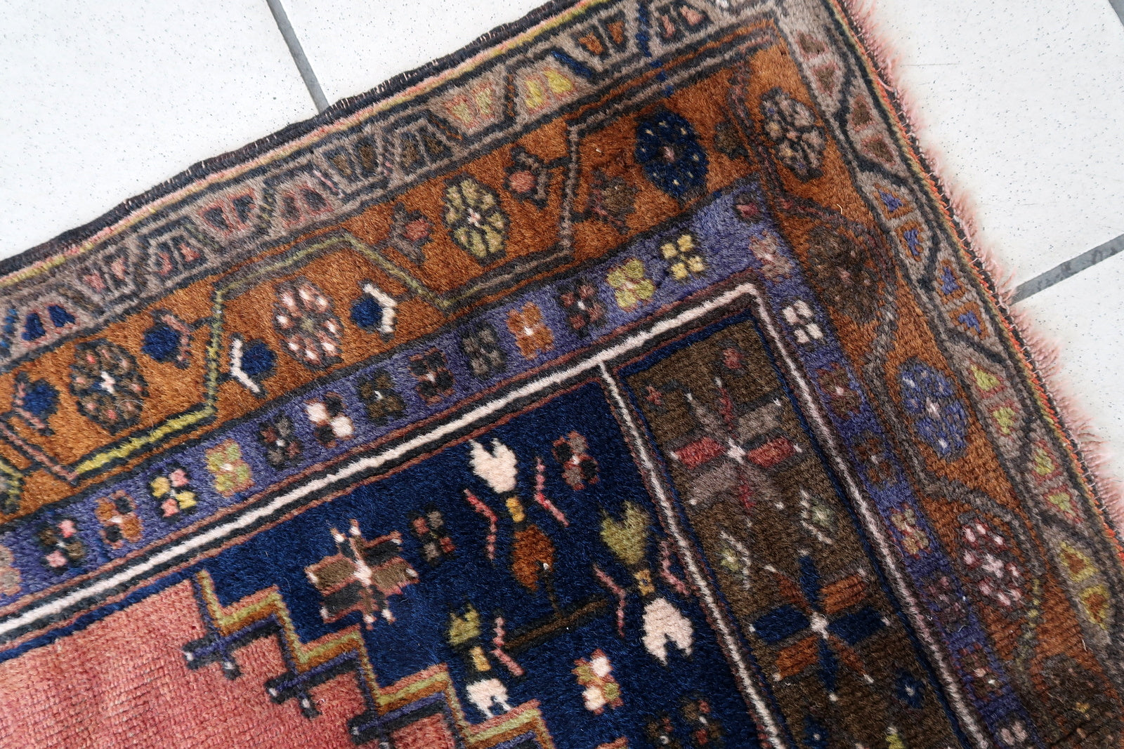 Handmade vintage Afghan Baluch rug 1940s