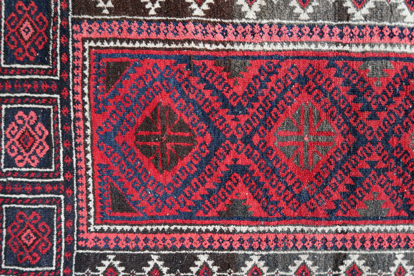 Handmade vintage Afghan Baluch prayer rug 1940s