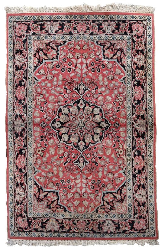 Hand made vintage Persian Tabriz Kashmir rug 1960s