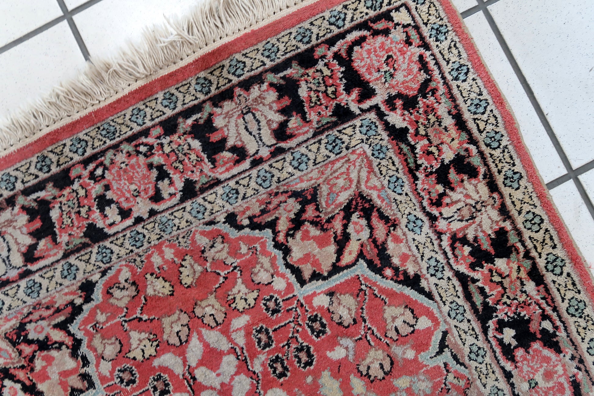 Hand made vintage Persian Tabriz Kashmir rug 1960s