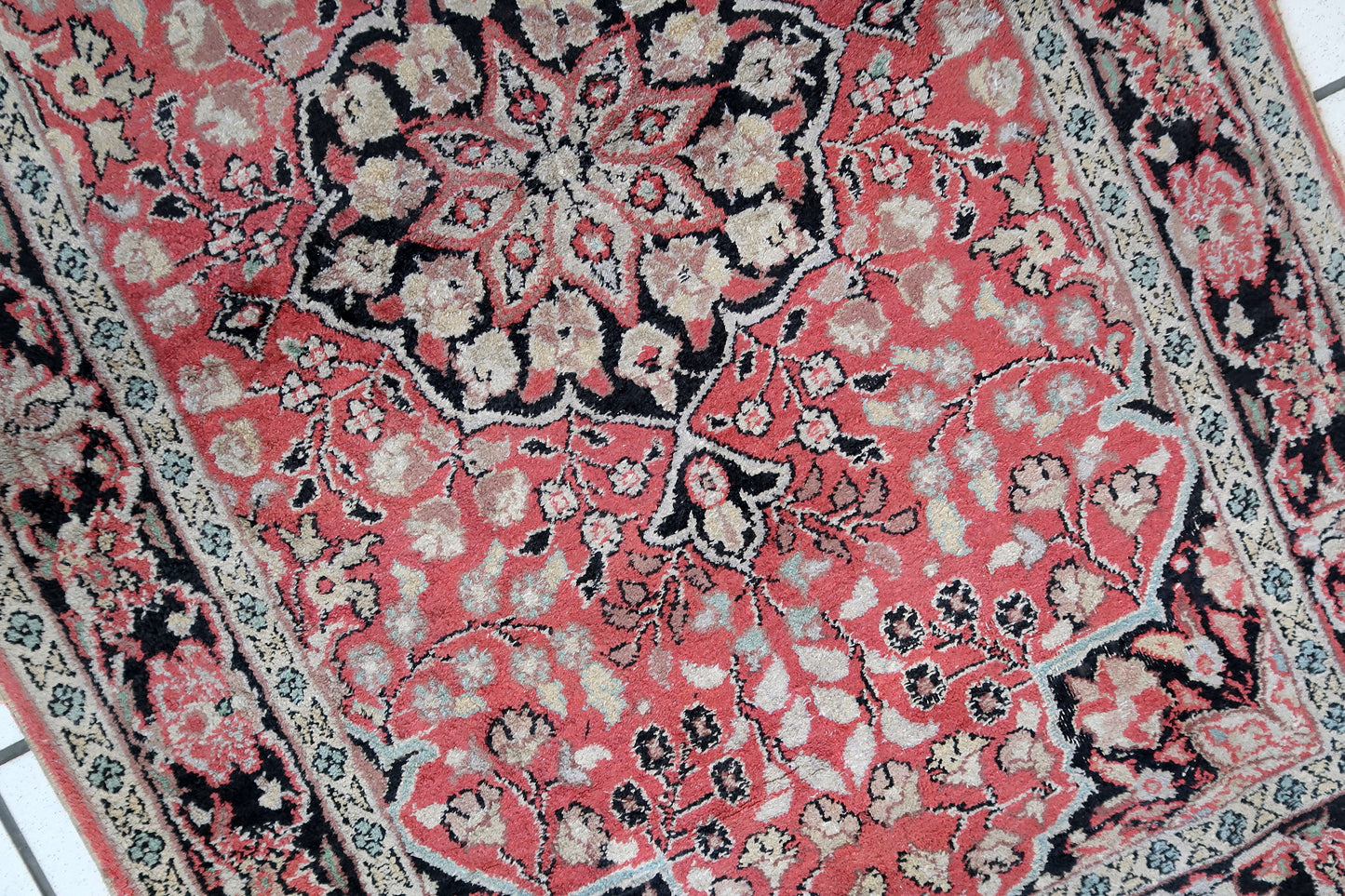 Hand made vintage Persian Tabriz Kashmir rug 1960s
