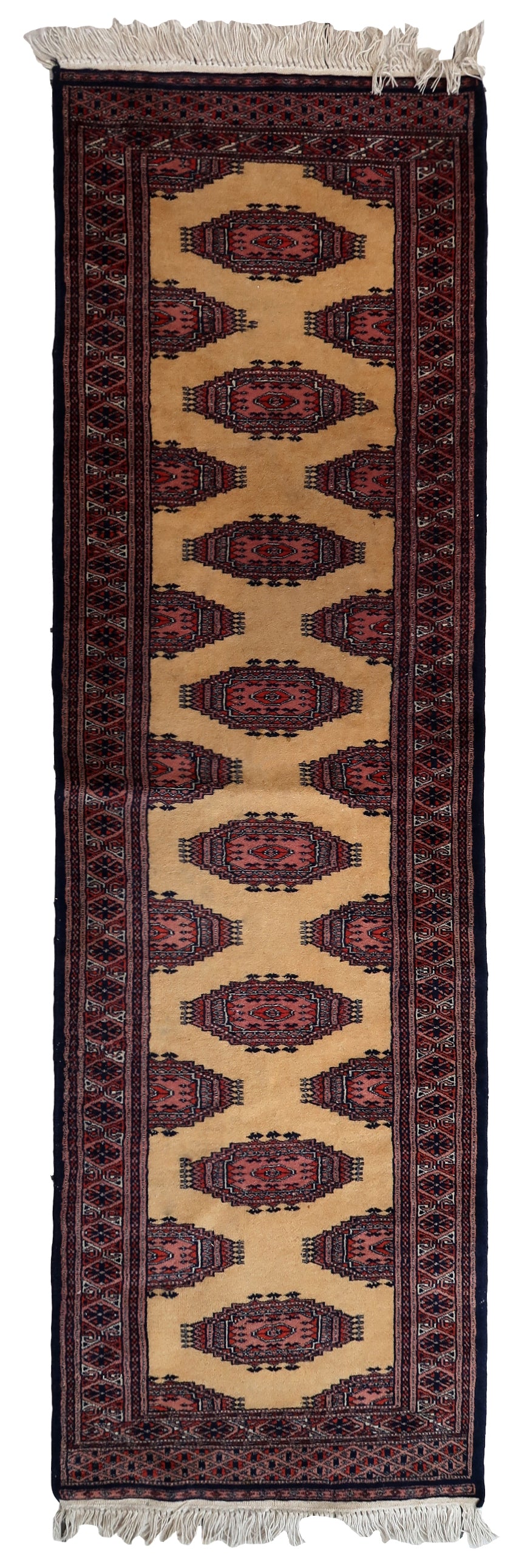 Handmade vintage Uzbek Bukhara runner 1970s