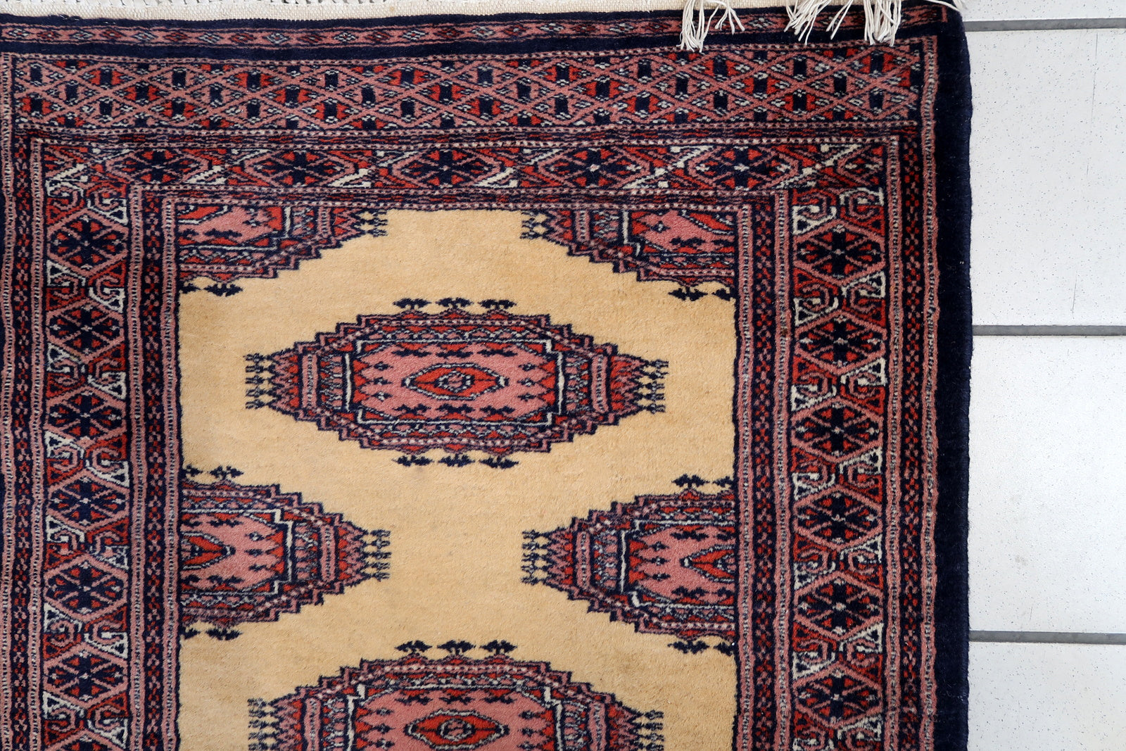 Handmade vintage Uzbek Bukhara runner 1970s