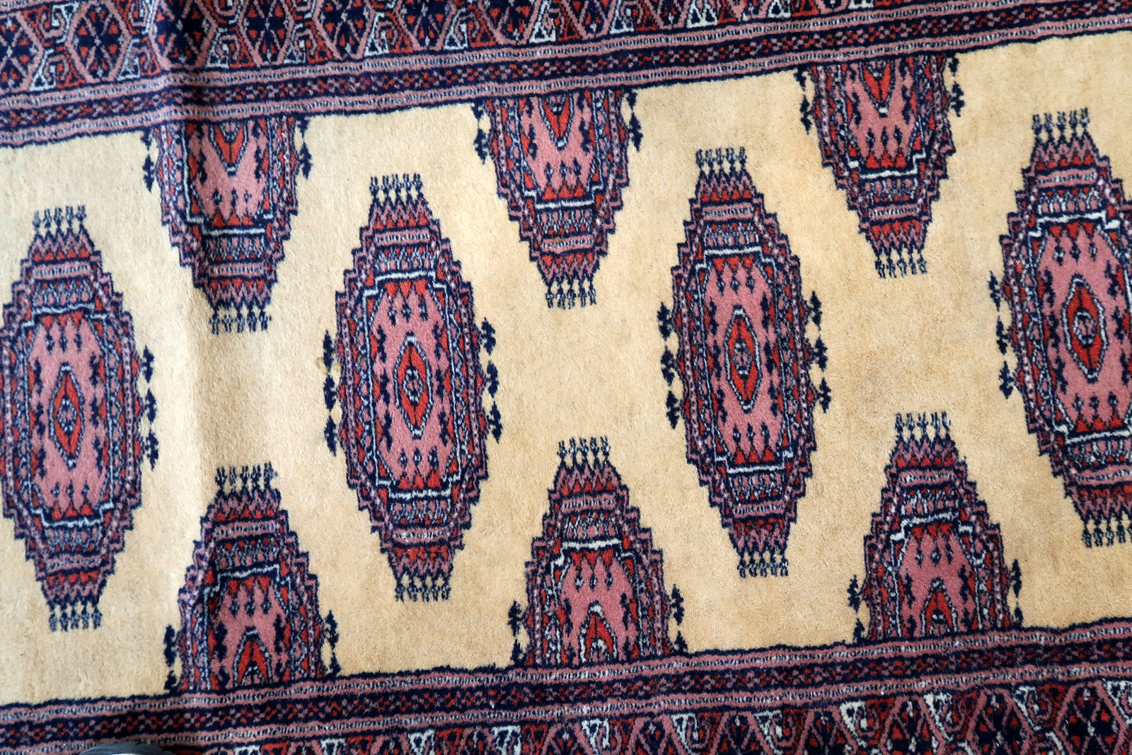 Handmade vintage Uzbek Bukhara runner 1970s