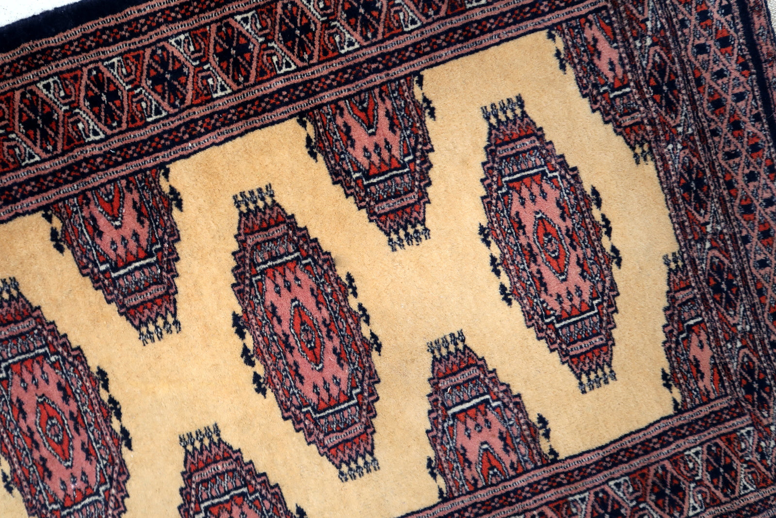 Handmade vintage Uzbek Bukhara runner 1970s