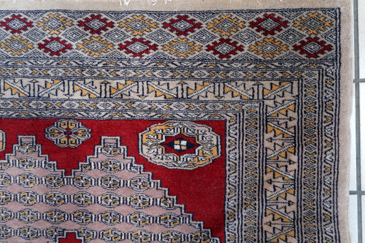 Handmade vintage Uzbek Bukhara rug 1970s