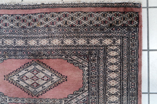 Handmade vintage Uzbek Bukhara rug 1970s