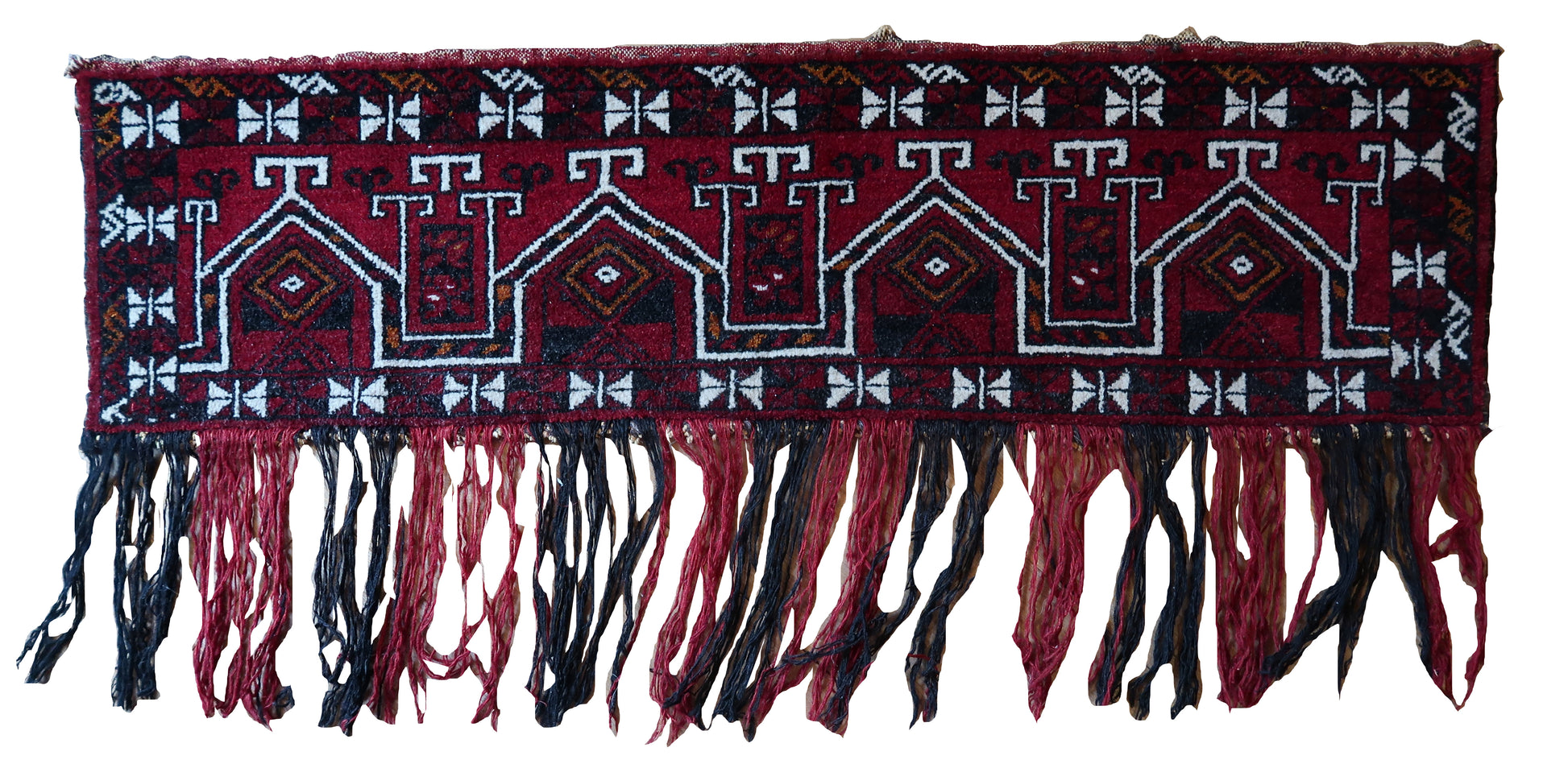 Handmade vintage Turkmen Beshir Torba rug 1970s