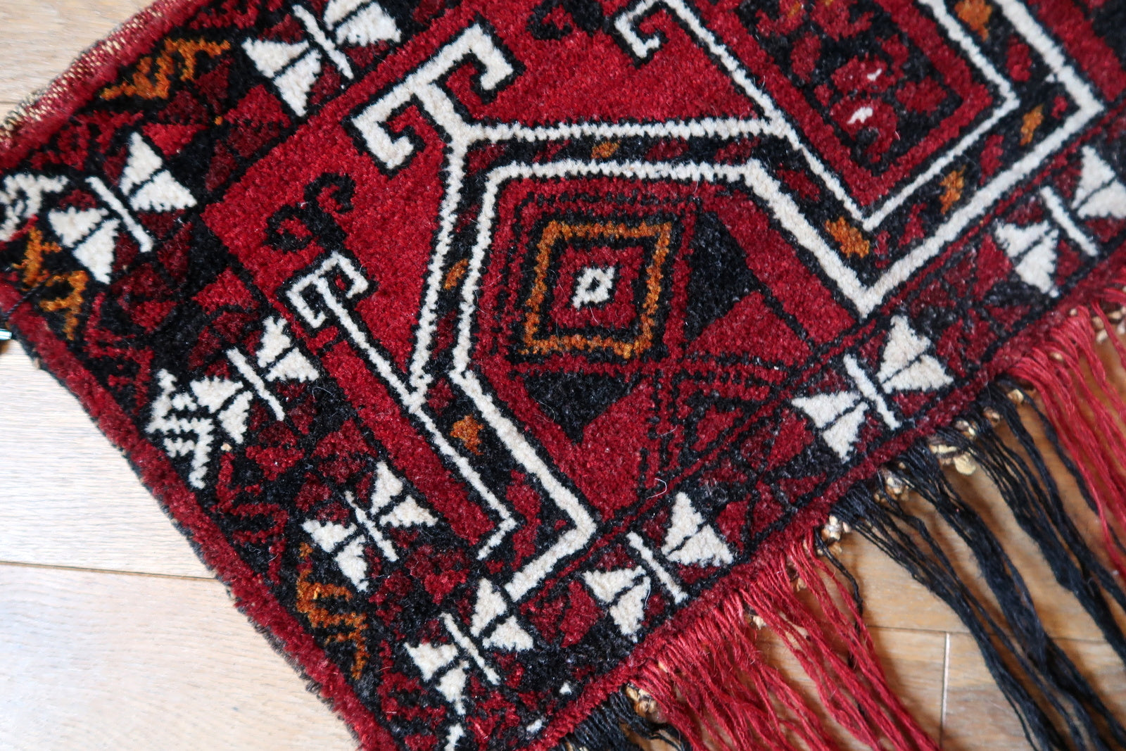 Handmade vintage Turkmen Beshir Torba rug 1970s