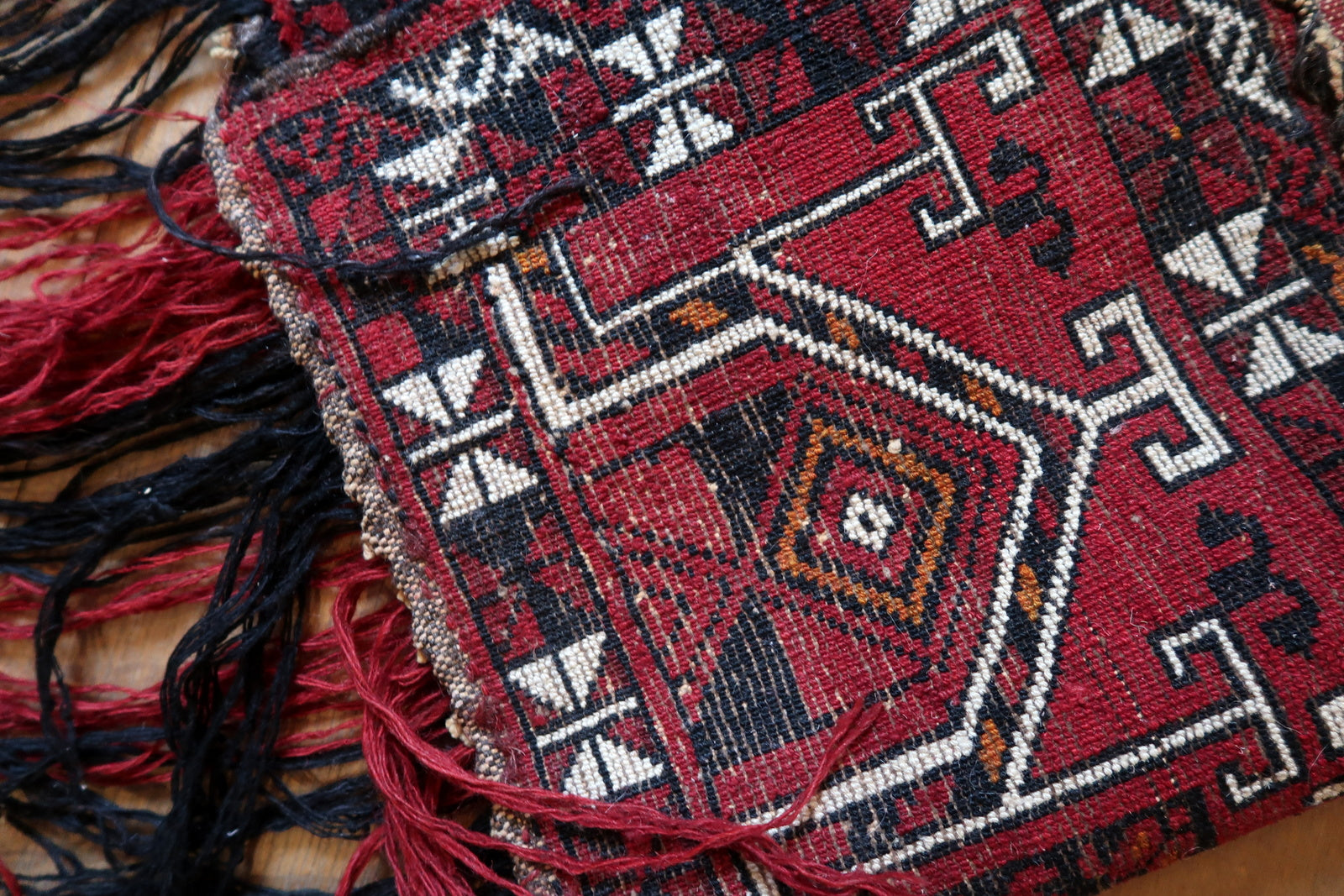 Handmade vintage Turkmen Beshir Torba rug in bright red color. The rug is from the end of 20th century in original good condition.