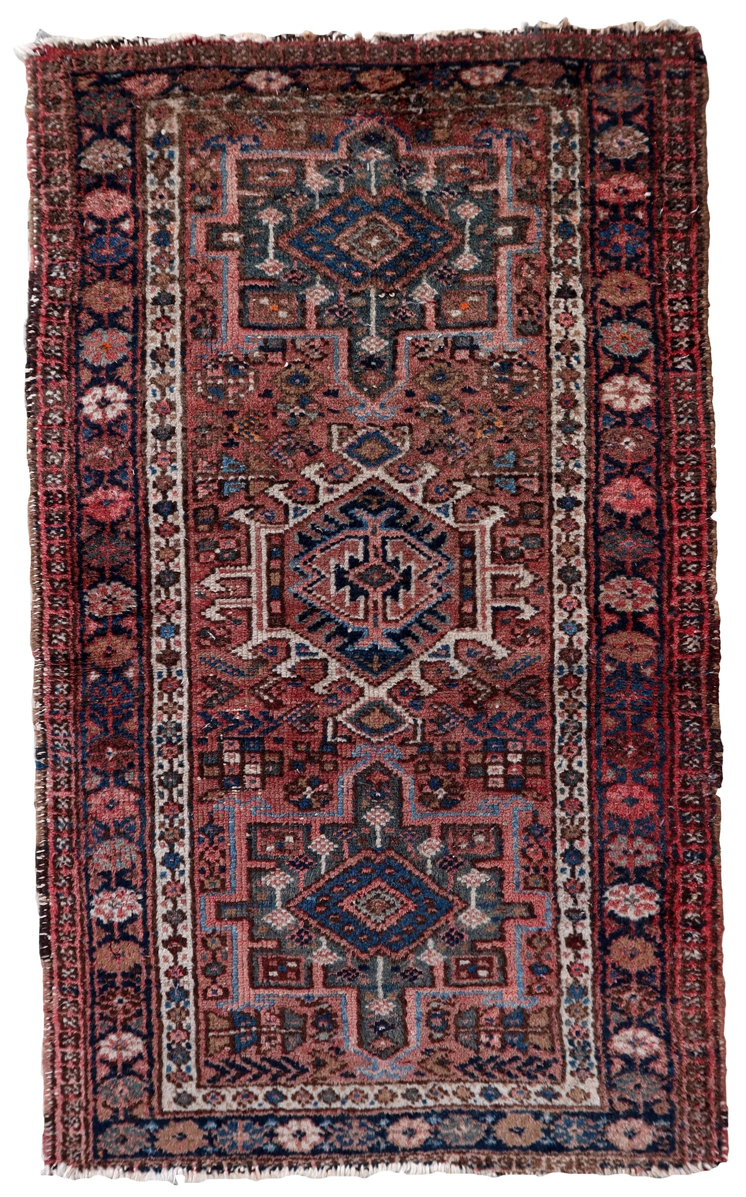 Handmade vintage Persian Karajeh rug 1970s