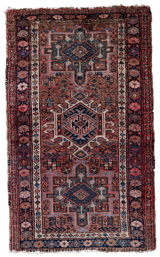 Handmade vintage Persian Karajeh rug 1970s