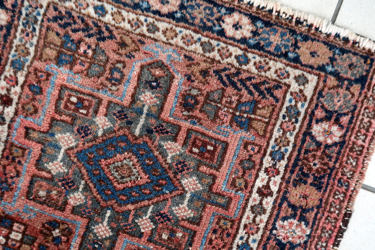 Handmade vintage Persian Karajeh rug 1970s