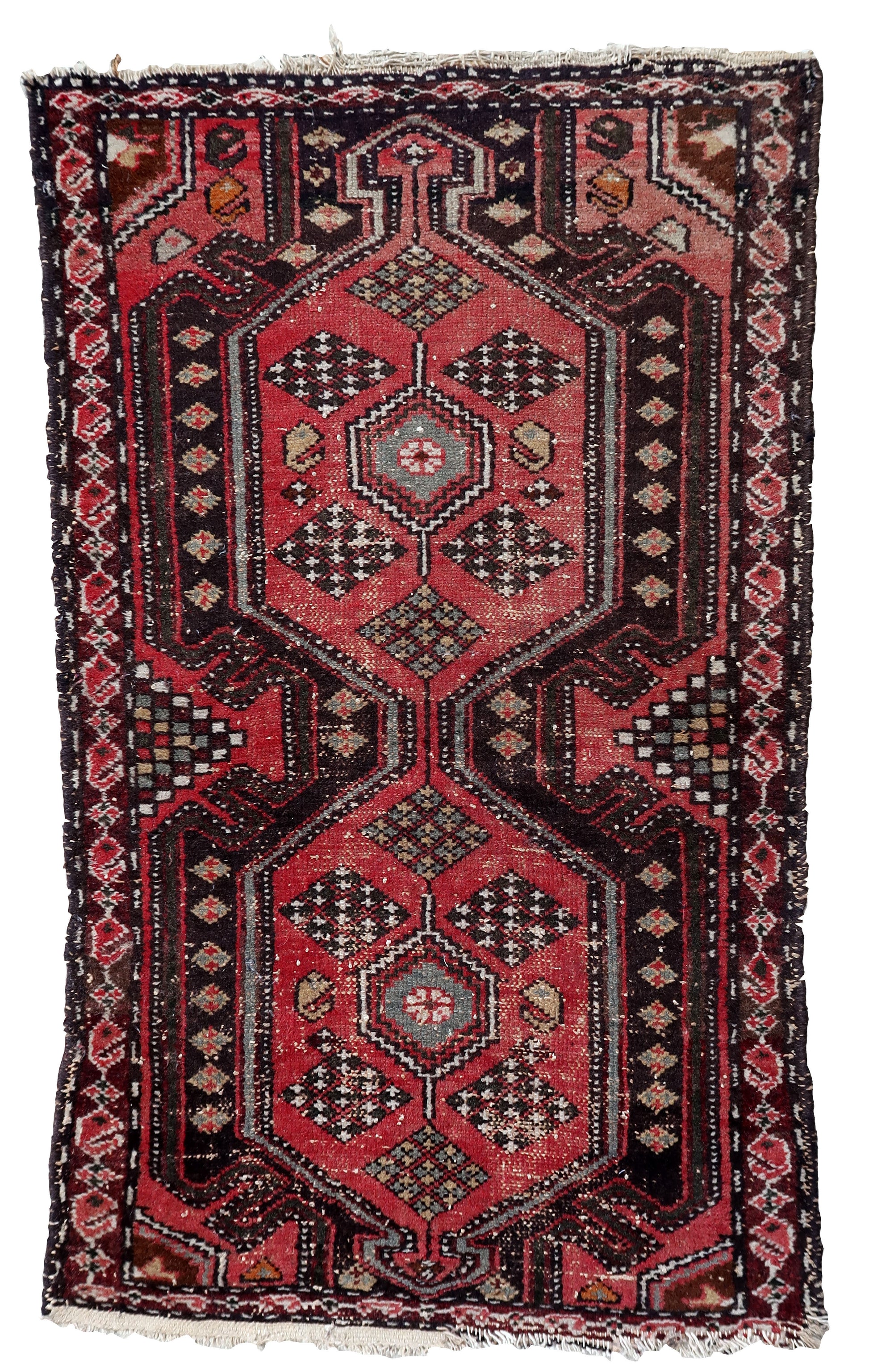 Handmade vintage Persian Hamadan rug 1950s