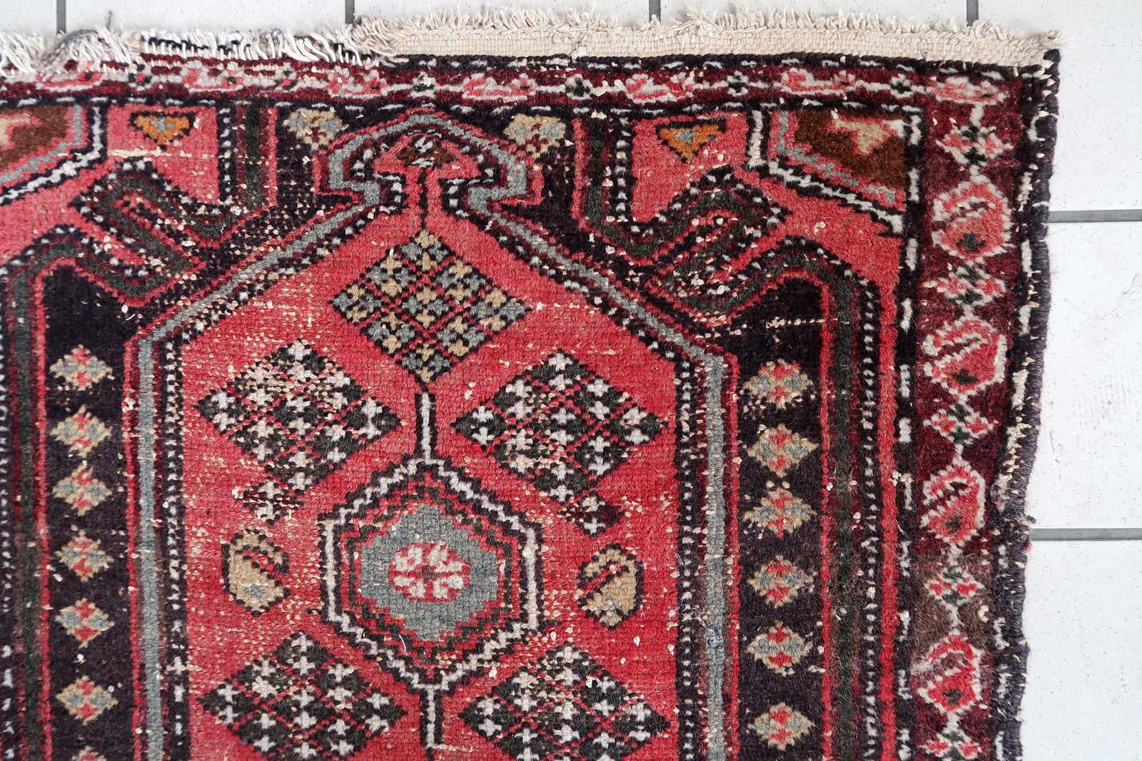 Handmade vintage Persian Hamadan rug 1950s
