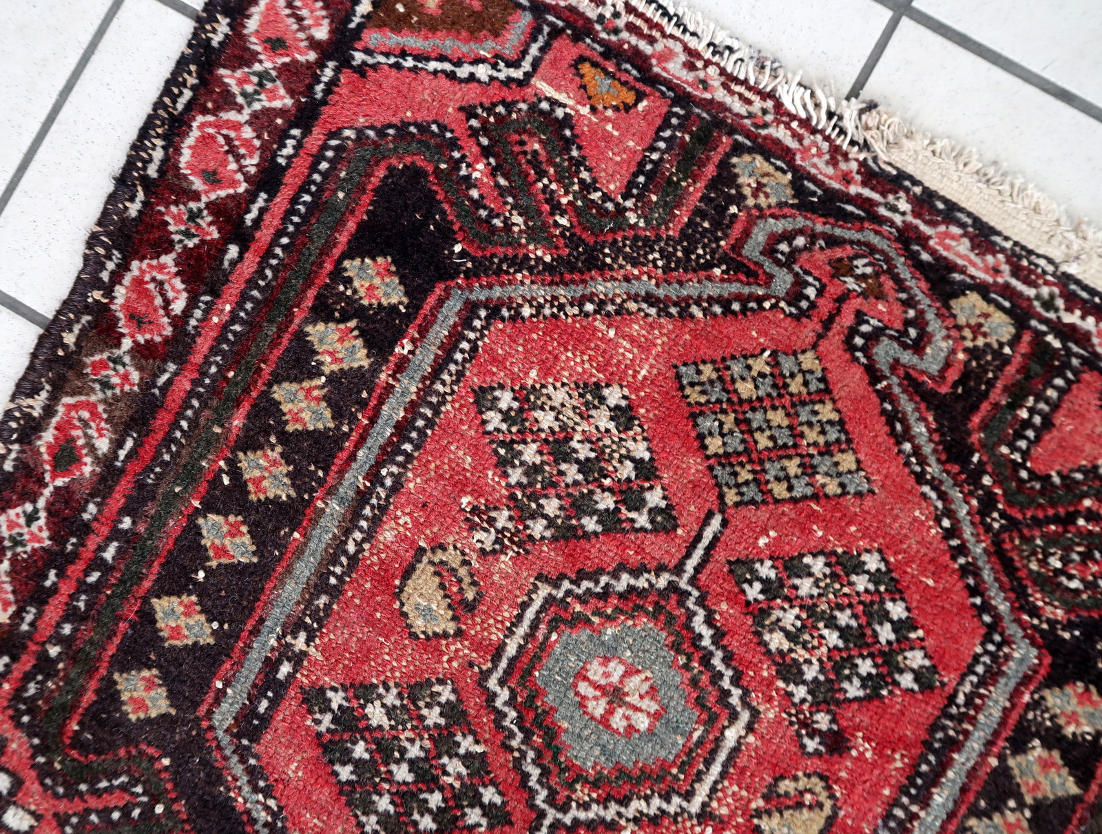 Handmade vintage Persian Hamadan rug 1950s