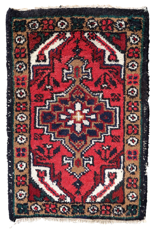 Handmade vintage Persian Hamadan mat 1970s