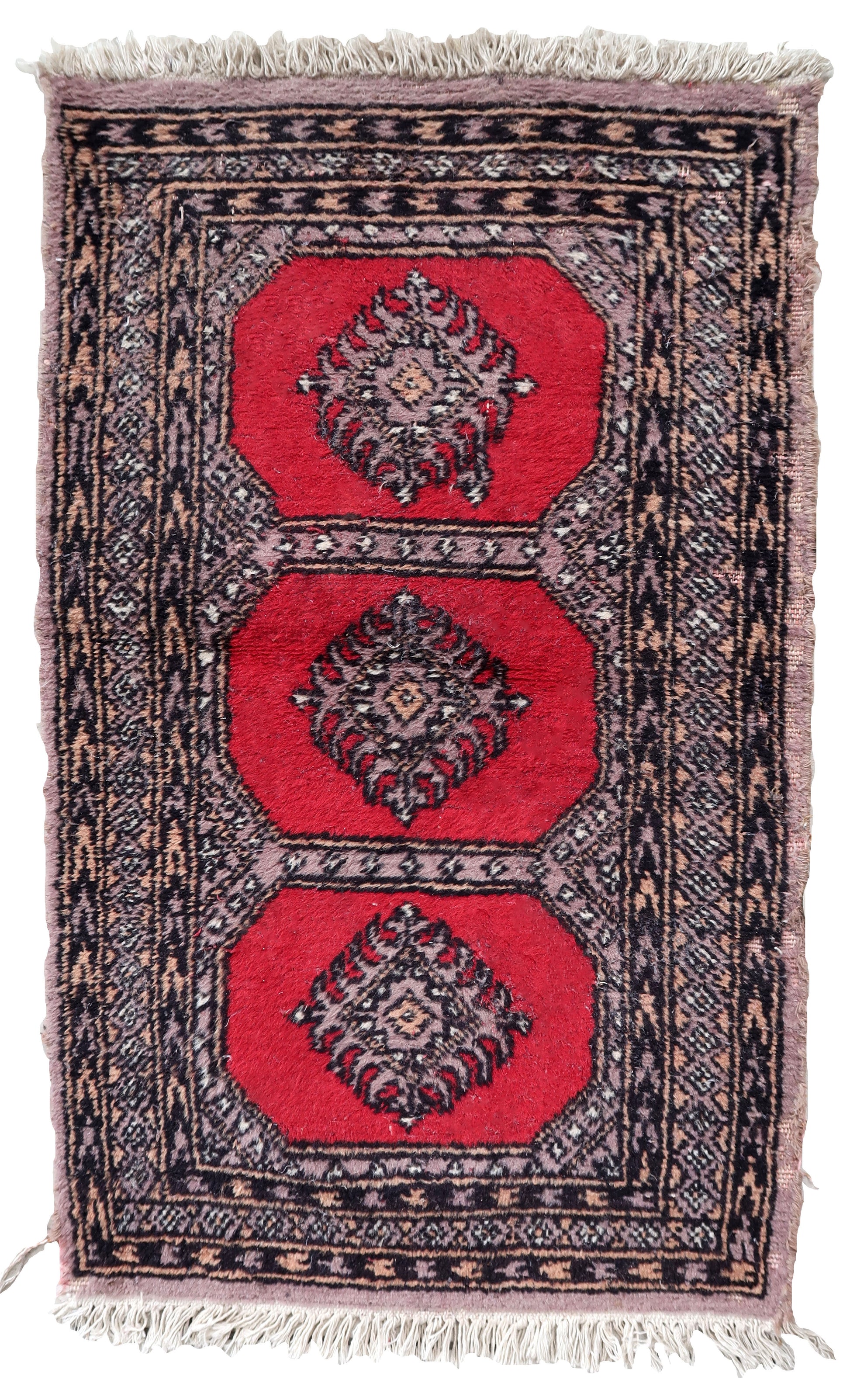 Handmade vintage Uzbek Bukhara rug 1970s